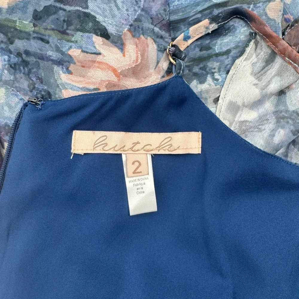 Anthropologie x Hutch Ruffled Midi Dress-  Blue Floral Print - Size 2 - Picture 8 of 10